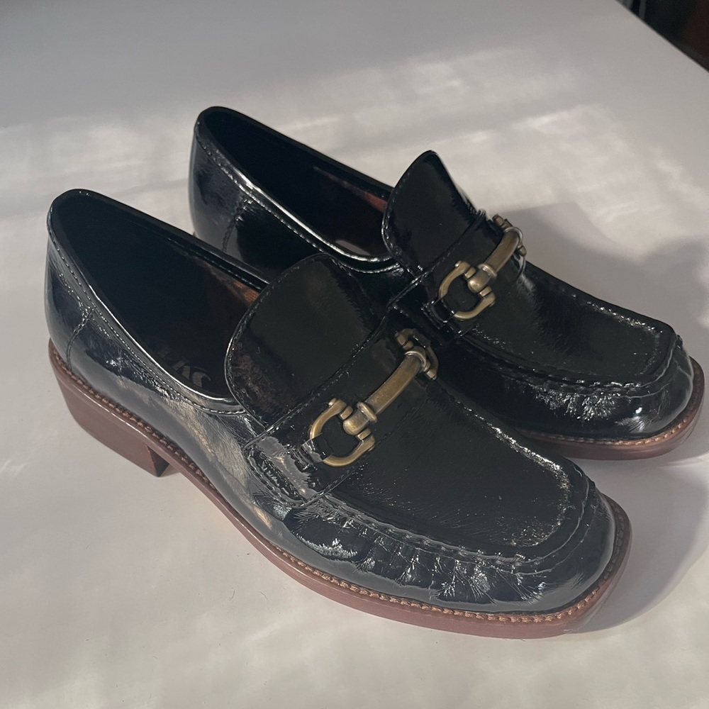 Kork Ease Square Toe Horsebit Loafers‎ crinkle patent leather 7
